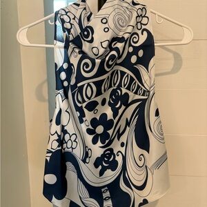 Wayf Navy and White Patterned Tank Top